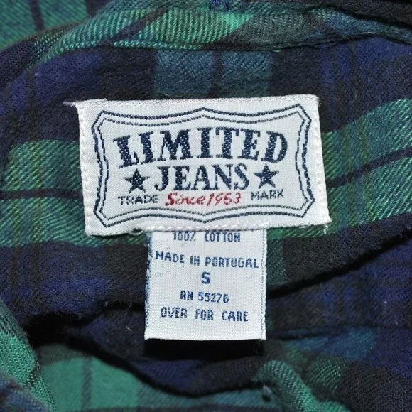 Vintage Limited Jeans Plaid Shirt Size Small Flannel Button Down w/ Hood - Picture 3 of 7